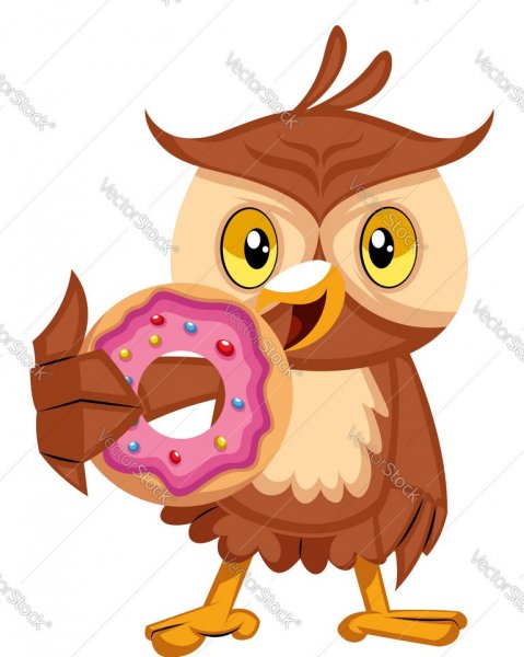 owl-eating-donut-on-white-background-vector-26372081.jpg