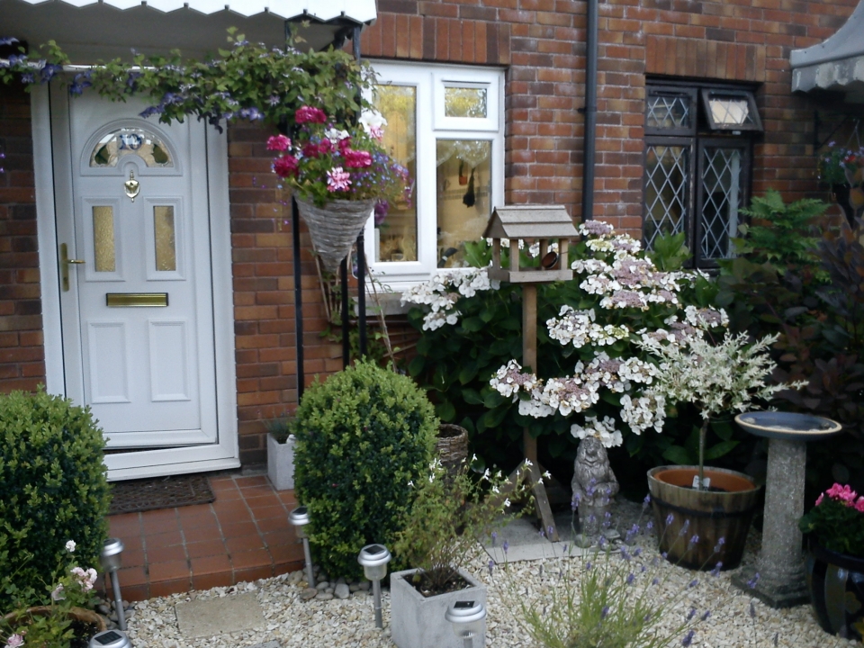 New front 'garden' showing Lacecap Hydrangea