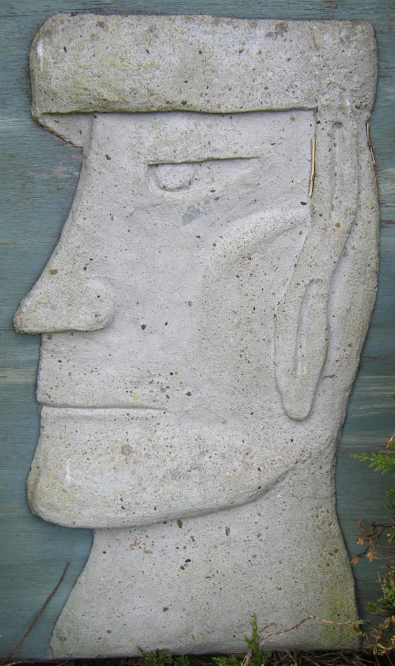 My Easter Island head made from chicken wire, cement and spare tile grout!