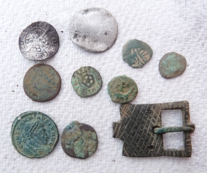 A mornings finds (on a good day)English silver coins 15th century,copper rose farthings,2,000...